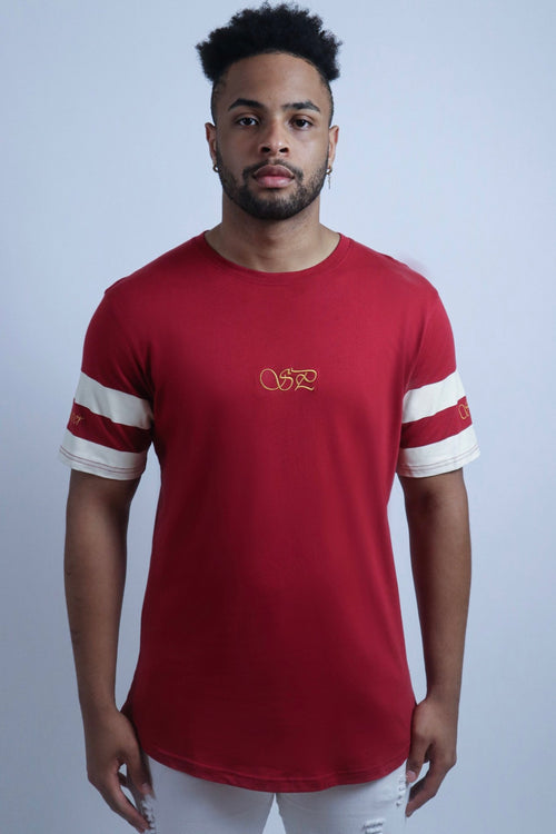 Elongated Short Sleeve T-Shirt - Burgundy - Slouper
