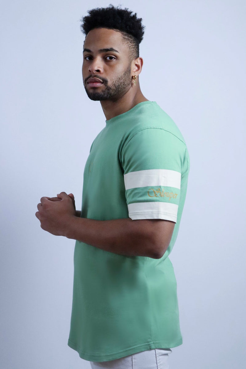 Elongated Short Sleeve T-Shirt - Green - Slouper