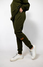 Slouper Women's French Terry Joggers - Olive Green - Slouper