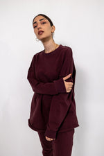 Slouper Women's French Terry Pullover - Maroon - Slouper