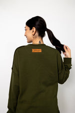 Slouper Women's French Terry Pullover - Olive Green - Slouper